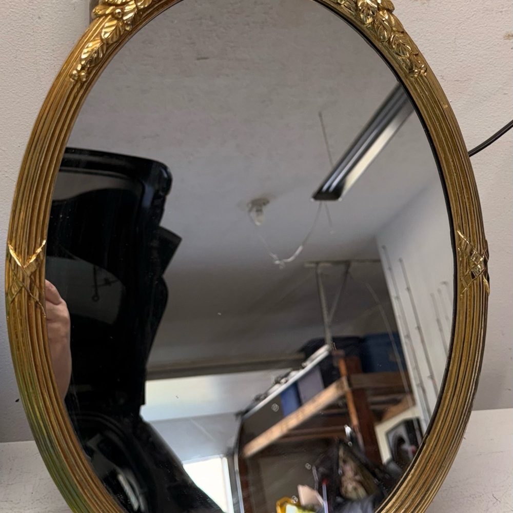 Home Interiors Gold Oval Wall Mirror with Ornate Frame